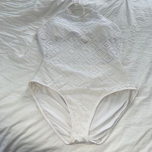 Aerie White Crochet Monokini size large